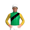 Emerald Green, Black Sash, Gold Sleeves, White Cap