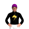 Black, Purple And Gold Lightning Bolt With Gold Horse Head, Gold Lightning Bolt Sleeves, Purple Cap