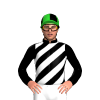 Black, White And Lime Green Diagonal Stripes, Black Sleeves, Quartered Cap