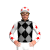 Black, Grey Diamonds Quarters, White With Red Stars Sleeves And Cap