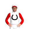 White, Black Horse Shoe, Red Anvil, Red Sleeves, White Cap And Red Peak