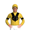 Gold, Black Double 'V' And Horseshoe, Black Armbands, Gold Cap With Black Horseshoes