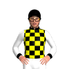 Black, Yellow Checks, White Sleeves, Black Cuffs And Cap