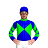 LIME, MEDIUM BLUE DIABLO, medium blue SLEEVES, LIME CHEVRONS, MEDIUM BLUE CAP, LIME DIAMOND