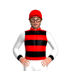 RED,BLACK HOOPS,WHITE SLEEVES,BLACK CUFFS