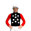 BLACK,WHITE SPOTS,RED SLEEVES,WHITE CAP