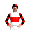 WHITE, RED BAND, SLEEVES, BLACK HOOPS, CAP RED QUARTERS