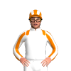 WHITE, ORANGE EPAULETTES, SLEEVES, WHITE STRIPES, STRIPES CAP