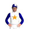 White, Orange Star, Dark Blue Sleeves, Dark Blue And White Quartered Cap