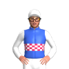 Royal Blue, Cerise And White Checked Band, White Sleeves And Cap