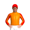 Orange, Red Striped Sleeves, Red Cap
