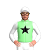 Pale Green, Black Star, White Sleeves And Cap