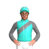 Turquoise, Grey Sash And Sleeves, Turquoise Cap Silver Stars And Pompom