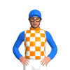 Orange, White Checks, Blue Sleeves And Cap