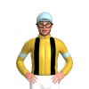 Gold, Black Braces, Light Blue Armbands And Cap