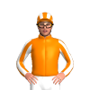 Orange, White Fox Motif, Striped Sleeves And Cap