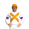 White, Orange Crossed Sashes, Purple Armbands, Orange Cap