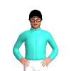 Turquoise, Black Lightning Bolts Vee, Lightning Bolts Sleeves And Cap