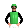 Green, White Symbol On Back, Black Collar, Sleeves And Peak