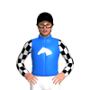 Blue, White Horse Head, Black And White Checked Sleeves, Black Cap