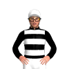 Black, White Hoops And Cap