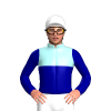 Pale Blue, Dark Blue Halves And Sleeves, White Cap