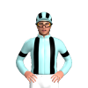 Pale Blue, Black Braces, Armbands And Striped Cap