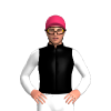 Black And Cerise Diagonal Stripes, White Sleeves, Cerise Cap