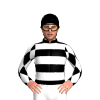 Black, White Hoops, Diamonds Sleeves, Diamond Cap