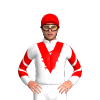 White, Red Vee And Dragon, Chevrons Sleeves, Red Cap