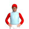 Light Blue, Red Peace Symbol, Sleeves And Cap