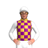 Old Gold, Purple Checks, White Sleeves And Cap