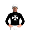 Black, White Maltese Cross, White Cap