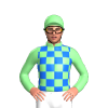 Pale Green And Blue Checks, Pale Green Sleeves And Cap