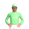 Pale Green, White Diamond, Quartered Cap