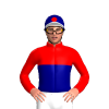 RED ,NAVY HALVED, RED SLEEVES, NAVY CAP, RED DISC, WHITE PEAK