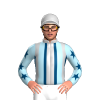 SILVER,INDIGO STRIPES,LIGHT BLUE BRACES, LIGHT BLUE SLEEVES,INDIGO STARS, SILVER CAP, WHITE PEAK
