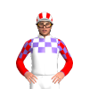 WHITE,MEDIUM PURPLE CHECKS, WHITE HALVED, RED SLEEVES, MEDIUM PURPLE HALVED CHECKED, WHITE CAP, RED STRIPES