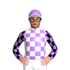 WHITE, LAVENDER CHECKS, BLACK SLEEVES, BLACK AND LAVENDER CHECKS, CAP, WHITE PEAK