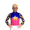NAVY, PINK HALVED, GOLD STAR, NAVY SLEEVES, GOLD CHECKS SLEEVES, GOLD CAP, PINK STARS, WHITE PEAK