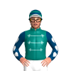  PINE GREEN, WHITE BRAID, INDIGO SLEEVES, WHITE HEARTS, PINE GREEN CAP, INDIGO HOOPS, WHITE PEAK