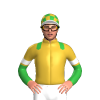 GOLD , GREEN EPAULETTES, GREEN SLEEVES, GOLD HALVED, WHITE ARMBANDS, GOLD CAP, GREEN CHECKS, WHITE PEAK
