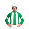 Emerald Green, White Stripes, Armbands And Cap, Emerald Green Pom Pom