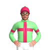 Light Green, Cerise George Cross, Armbands And Cap With Green Pom Pom