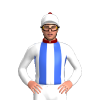 Maroon, Royal Blue And White Stripes, White Sleeves And Cap, Maroon Pom Pom