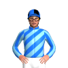 Blue, Sky Blue Diagonal Stripes, Diagonal Striped Sleeves, Blue Cap With Sky Blue Piping