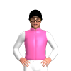 HOT PINK, YELLOW FIVE STARS, WHITE SLEEVES, Black cap