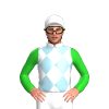 WHITE, LIGHT BLUE DIAMOND CHECK, LIME GREEN SLEEVES, White cap