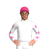 WHITE, HOT PINK FIVE STARS, WHITE SLEEVES, HOT PINK STARS, Pink cap