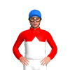 RED, WHITE HALVES, WHITE DIAMOND BAND, Blue cap